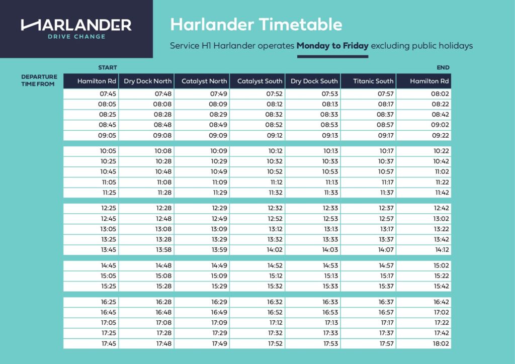 Harlander Timetable   July 2025